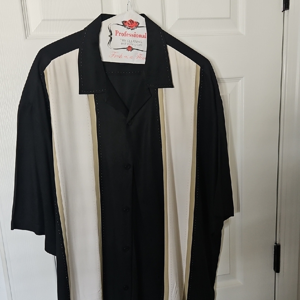 Black and Cream Button-Up Shirt